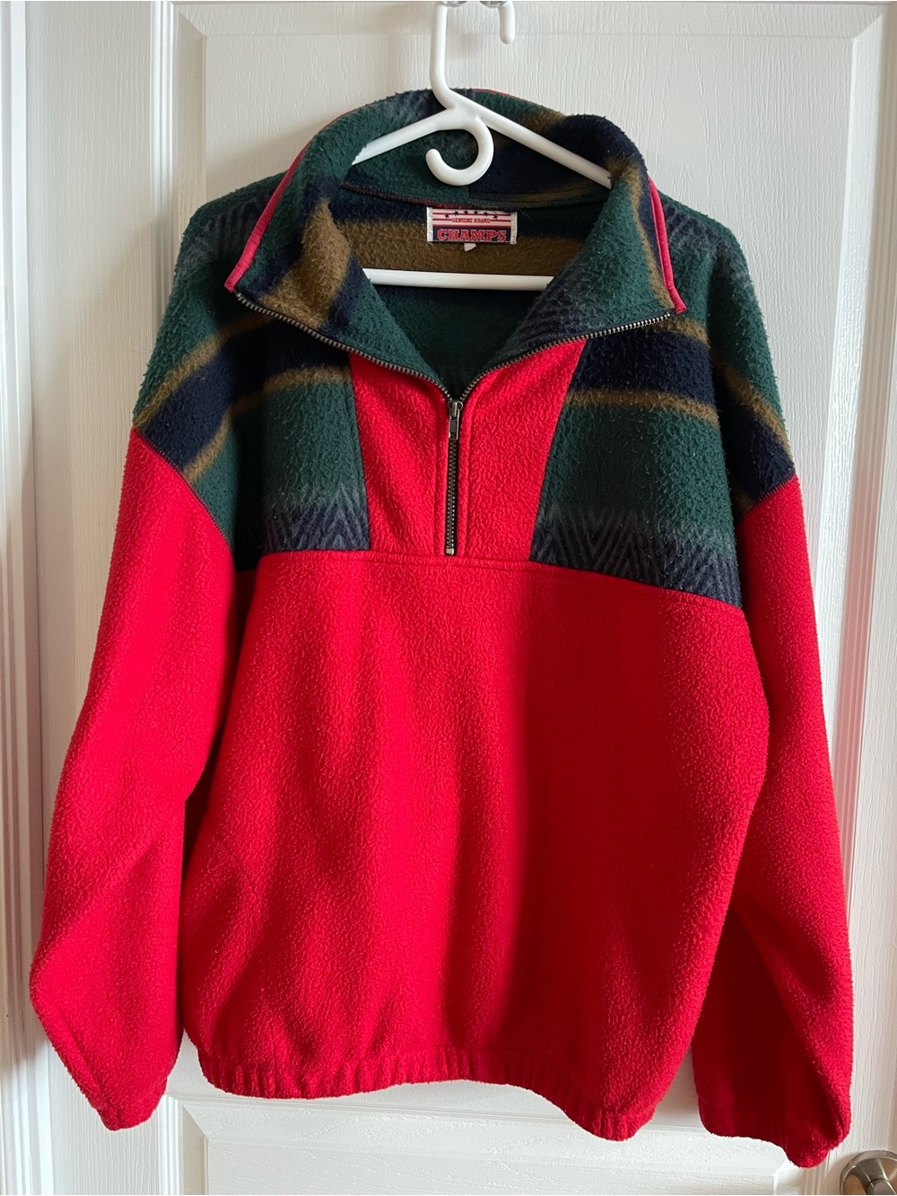 Vintage 90s Genuine Brand Champs Quarter Zip Fleece Pullover Hoodie